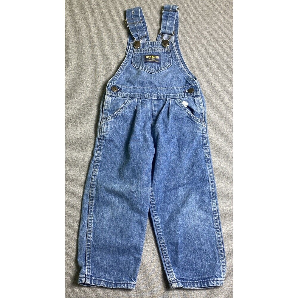 Vintage OshKosh B'gosh Blue Jean Overalls Unisex Baby Toddler Boy/Girl Sz 3T USA